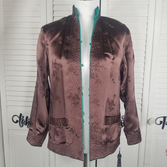 Vintage 2 sided Peony Brand jacket chinesse asian kimono shangai cheongsam - Picture 2 of 7